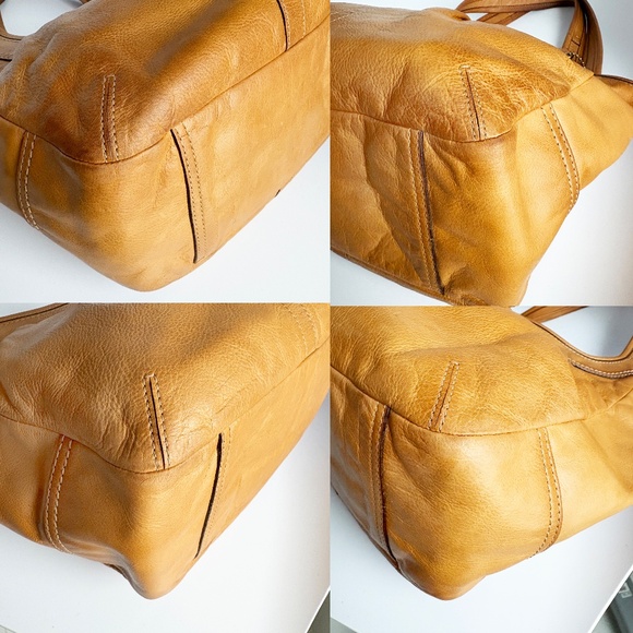 Coach Pleated Ergo Tote #12240 Tan Leather Tattersall Lining 2008 Collection - Picture 7 of 11